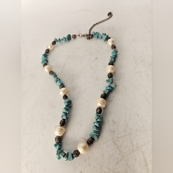 Turquoise and pearl necklace - Picture 1 of 5